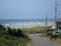 the walk down the street to the beach